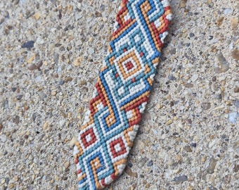 Aztec Inspired, Friendship Bracelet Style Keychain Accessory