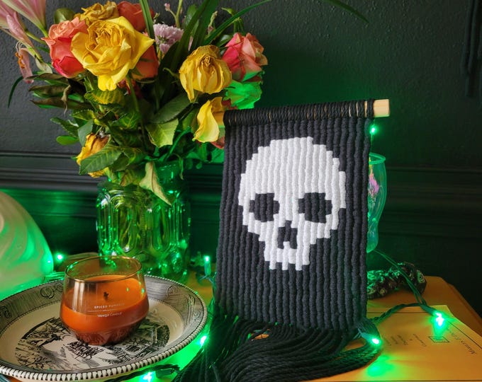 Featured listing image: Skull macrame wall hanging