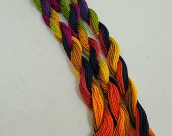 Embroidery Thread 100% cotton, 13 & 27 yards DMC, Hand Dyed Color *Colors will vary from screen to screen "Rainbow Sunflower" 9/15