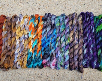 Embroidery Thread 100% cotton, 27 yards DMC size 5, Hand Dyed, friendship bracelet thread, macramé “Friday the 13th Drop”