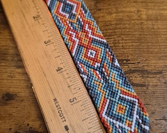 Micro macrame Aztec inspired, Rust & Patina Greens