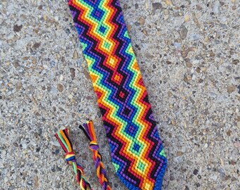 Rainbow Arrowhead Design Macrame Friendship bracelet, boho, hippie, family, summer, tour, festival wear,