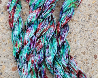 Embroidery Thread 100% cotton, 27 yards DMC size 5, Hand Dyed Color *Colors will vary from screen to screen “Joker Confetti”