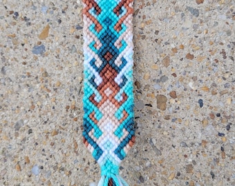 Geometric Keychain, Teal & Brown