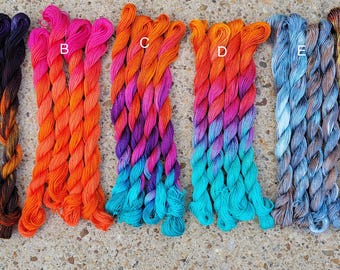 Embroidery Thread 100% cotton, 27 yards DMC size 5, Hand Dyed Color *Colors will vary from screen to screen "Augtober Drop”