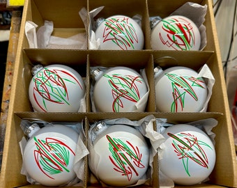 3” hand pinstriped Christmas ornaments