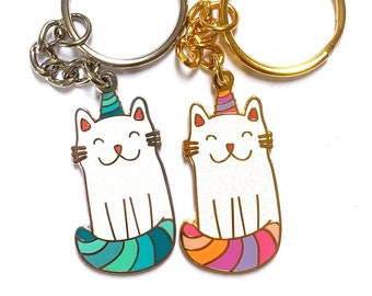 Cat Keyring · Glitter Caticorn Keyring · Unicorn Cat Keyring · Meowgical · Black Cat · White Cat · Rainbow Cat · Cat Lover Gift