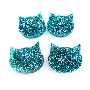 Glitter Cat Earring · Cat Stud Earrings · Turquoise Glitter Cat Earrings · Green Cat Earrings · Cat Lover Gift