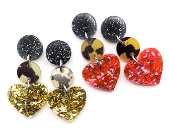 Mini Dangle · Small Heart Earring · Leopard and Glitter Mix · Heart Earring · i heart you · Choose a Colour