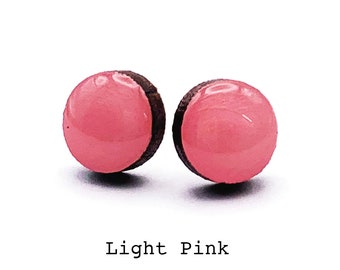 Light Pink Solid Colour Stud Earring · Pink Orange Stud Earring · Baby Pink Stud · Paint + Resin Stud · Soft Pink · 3 sizes 8mm, 10mm, 13mm