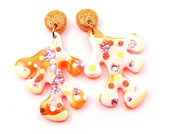 Resin Earring · Coral Garden · Hand Poured Resin · Multi Coloured Coral Earring · Coral Garden · Ocean Bloom 2