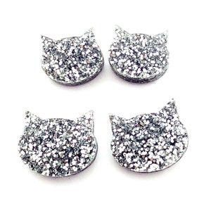 Glitter Cat Earring Cat Stud Earrings Cat Earrings Silver Cat Silver Glitter Cat Earrings Cat Lover Gift image 1
