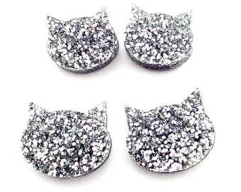 Glitter Cat Earring · Cat Stud Earrings · Cat Earrings · Silver Cat · Silver Glitter Cat Earrings · Cat Lover Gift