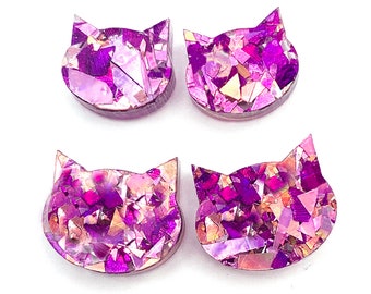 Glitter Cat Earrings · Glitzy Cat Earrings · Pink Glitter Cat Earrings · Pink Cat Earring · Glitter Cat Earring · Cat Lover Gift