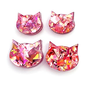 Glitter Cat Earrings · Glitzy Cat Earrings · Light Pink Glitter Cat Earrings · Pink Cat Earring · Glitter Cat Earring · Cat Lover Gift