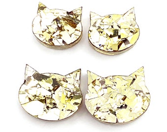 Glitter Cat Earrings · Glitzy Cat Earrings · Gold Glitter Cat · Glitter Cat Stud · Light Gold Cat · 2 sizes · Cat Lover Gift