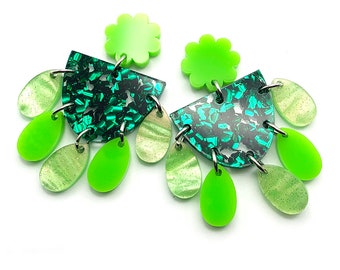 Glitter Earring · Mix Glitter Glitter Earring · Statement Earring · Glitter Statement Earring · Green Acrylic Earring · Green