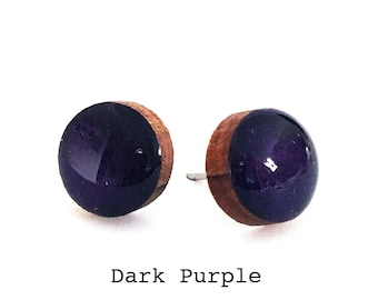 Dark Purple Solid Colour Stud Earring · Purple Stud Earring · Purple Stud · Paint + Resin Stud · 3 sizes 8mm, 10mm & 13mm