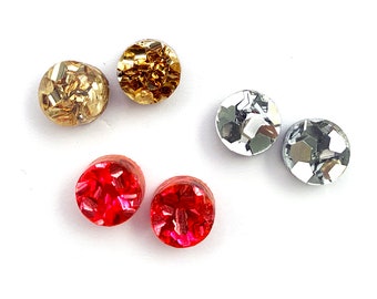 Tiny Laser Cut Fancy Glitter Studs · Chunky Glitter Stud Earrings · Pink Silver Gold Glitter Stud Earring ·  8mm · Choose your colour