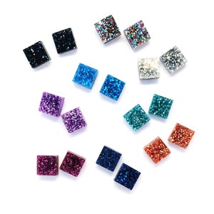Tiny Glitter Squares · Glitter Stud Earrings · Square Stud Earring · Square Glitter Earring · Choose a Colour · 8mm