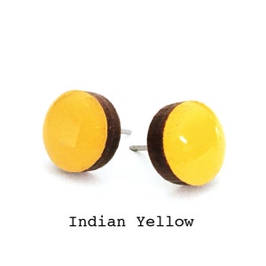 Indian Yellow Solid Colour Stud Earring · Golden Yellow Stud · Warm Yellow Stud · Paint + Resin Stud · 3 sizes 8mm, 10mm & 13mm