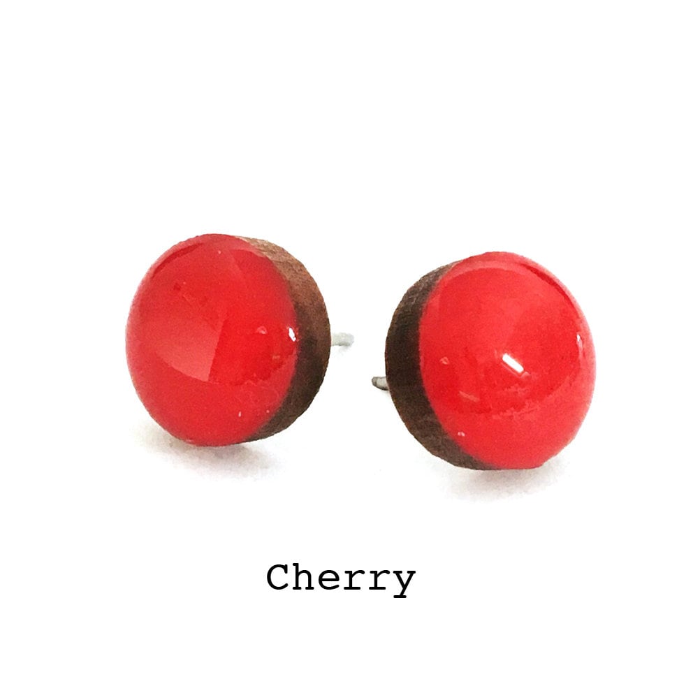 Cherry Red Solid Colour Stud Earring Red Stud Bright Red Stud