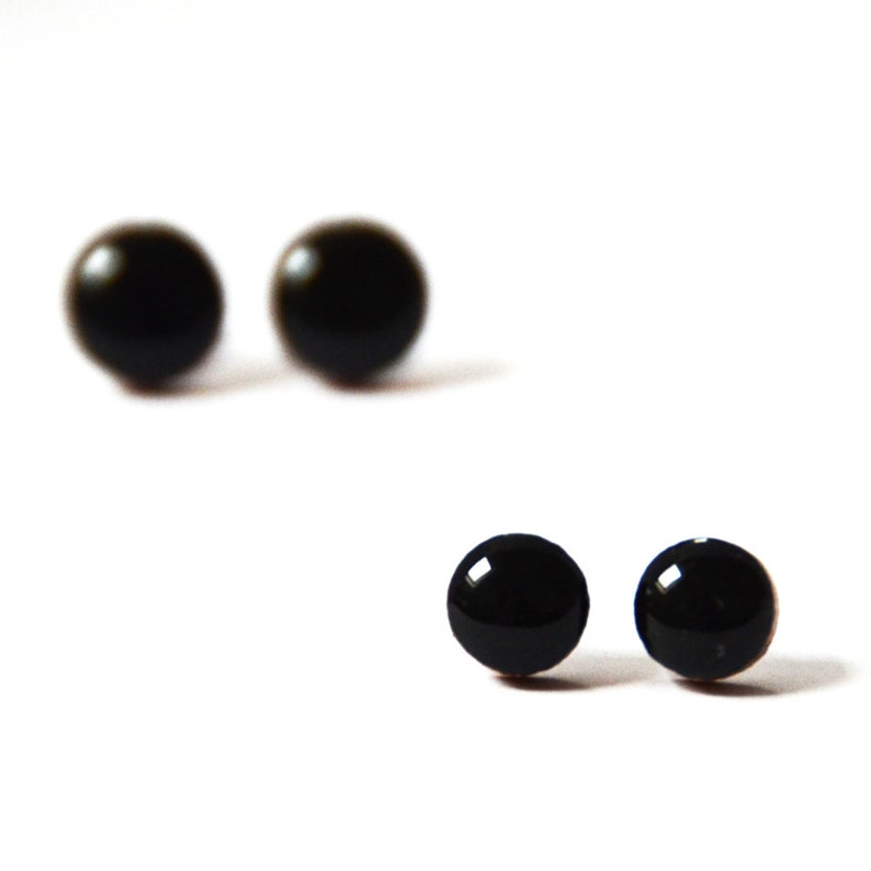 Black Solid Colour Stud Earring Black Stud Earring Black Etsy