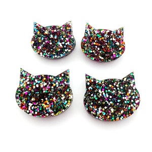 Glitter Cat Earring Cat Stud Earrings Cat Earrings Rainbow Glitter Cat Earrings Glitter Cat Earring Cat Lover Gift image 1