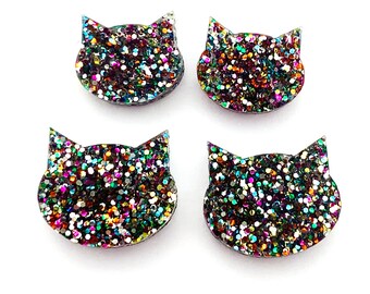 Glitter Cat Earring · Cat Stud Earrings · Cat Earrings · Rainbow Glitter Cat Earrings · Glitter Cat Earring · 2 sizes