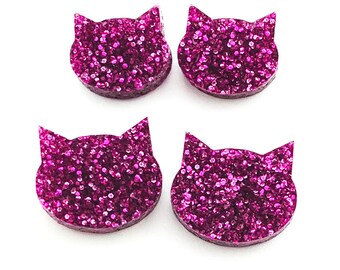 Glitter Cat Earring · Cat Stud Earrings · Pink Cat Studs · Pink Glitter Cat Earrings · Pink Glitter Cat · 2 sizes · Cat Lover Gift