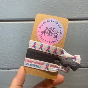 Forever loved, Never forgotten, Pregnancy and Infant Loss Awareness Hair Ties, Pink and Blue ribbon hair ties, grief bracelet