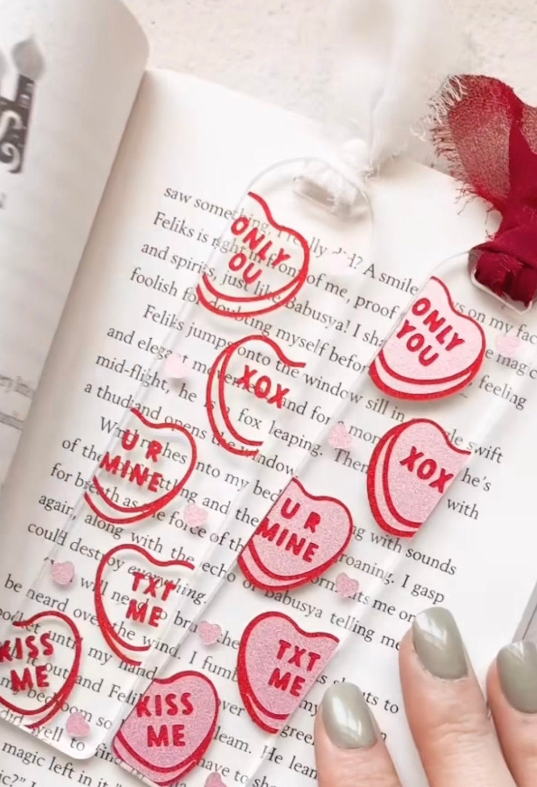 Personalized Candy Heart Bookmark, Personalized Bookmark, Inspirational ...