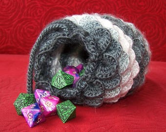 Drakenei dobbelstenen-zak in zwart-wit-grijs