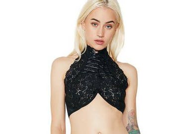 Sexy Top Rückenloses Top Schwarz Crop Top