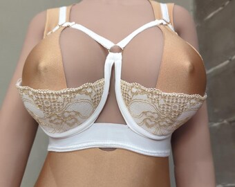 Bridal Strappy Shelf Bra Adjustable Open Cup Bra