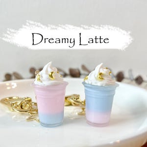 Pastel Dreamy Latte Keychain with 14k Gold Plated Findings, Anti-tarnish, Anti-Rust (Handmade by Donuthings)