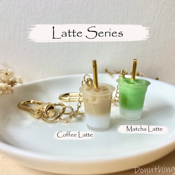 Latte Drink Keychain, 14k Gold Plated, Coffee or Matcha - Etsy