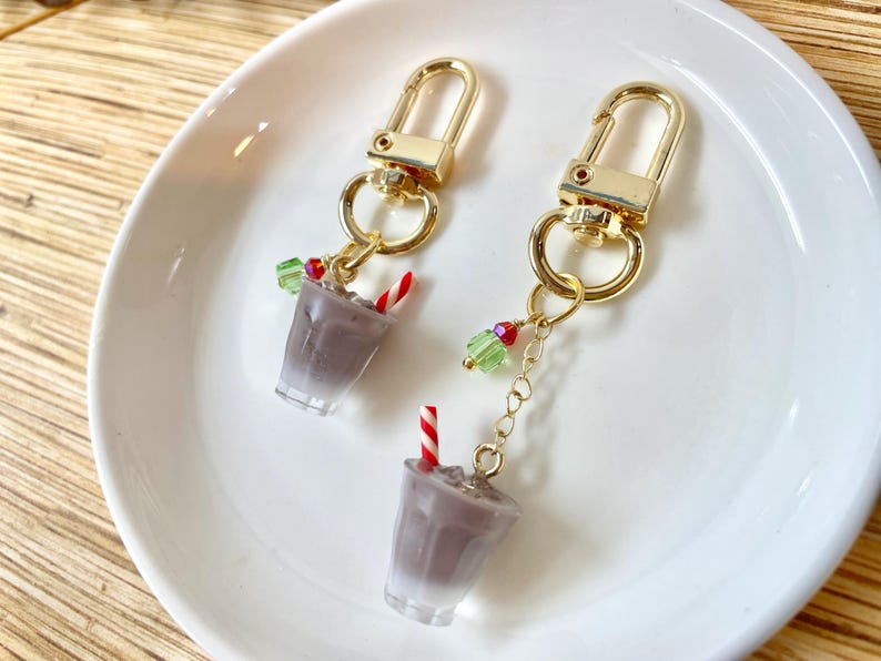 Mini Milkshake Keychains Iced Chocolate Keychain With 14k Gold Plated Findings, Anti-tarnish ...