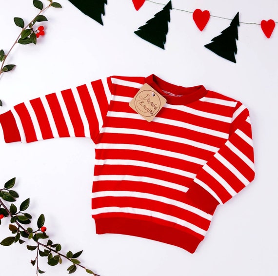 Sudadera de algodon organico a rayas rojas y blancas x Etsy Mexico