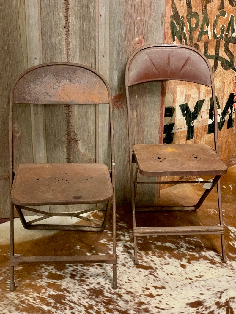 Pair Of Vintage Chairs Folding Chair Metal Image 0