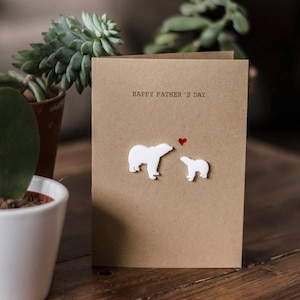 Feliz Dia dos Pais / Cartão Luxo para Papai / Papai / Urso Polar e Filhote / DaddyBear