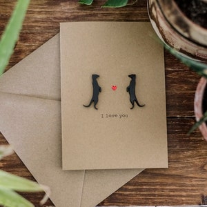 I Love You / Cute Meerkat Card / Valentijnsdag / Luxe / Gepersonaliseerd