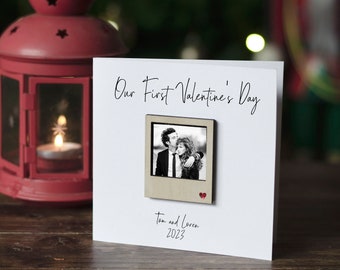 OUR FIRST VALENTINE'S Day / Personalised Polaroid Luxury Card / Add Your Own Photograph