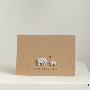 Feliz Día de las Madres / Elefante / Tarjeta de Lujo / Mamá y Bebé