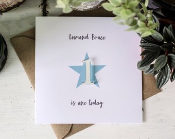 1ST BIRTHDAY / Personalised Luxury FIRST Birthday Card / Bespoke / Baby Boy / ONE / 1
