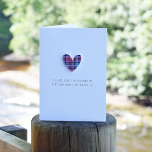 Stay and Make My Heart Fly / Carta di lusso a forma di cuore in tartan scozzese