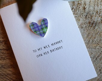 To My Wee Mammy voor haar verjaardag / luxe Schotse tartan hartkaart