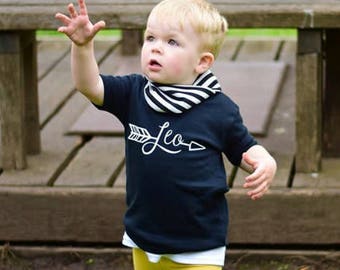 Personalised ARROW Children Toddler Kids Baby T-SHIRT / with name / monochrome