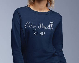 Personalised Wedding Sweater for Bride / Mrs with Name / Sweatshirt / Morning After