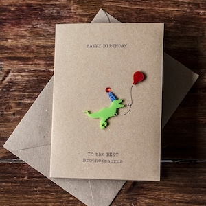 Feliz cumpleaños / Brothersaurus / Tarjeta de lujo para hermano / Hermano / Dinosaurio lindo /
